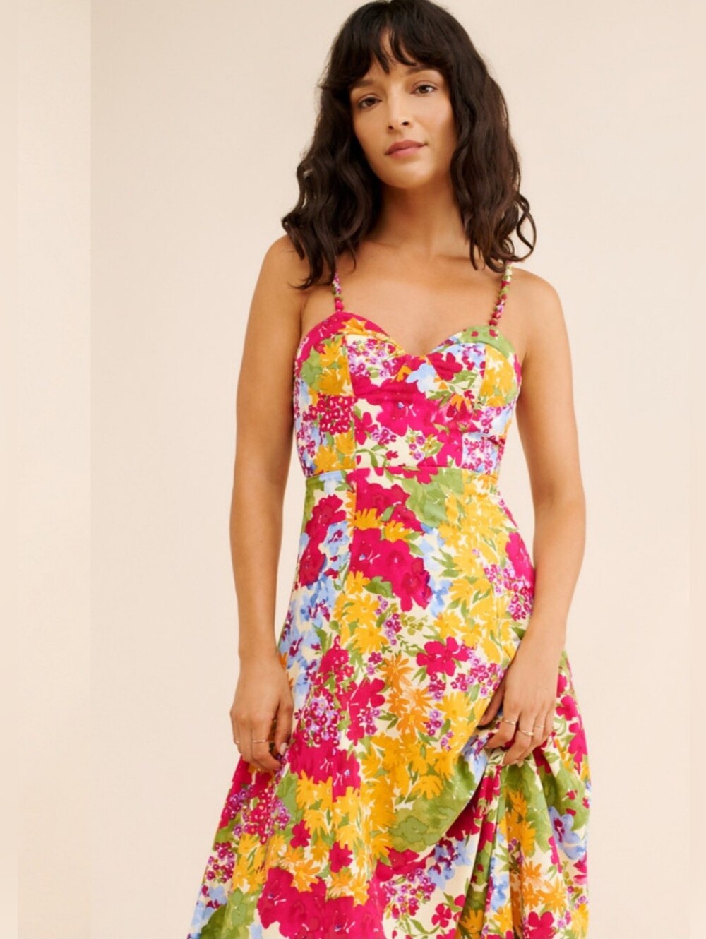 DRESS FORUM Sleeveless Floral Corset Midi Dress Size L